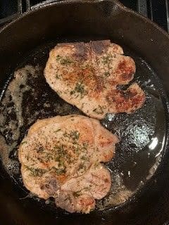 herbed pork chops in pan