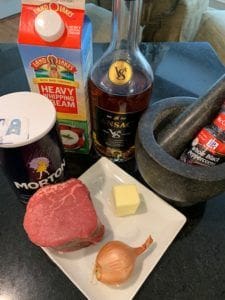 Ingredients for Steak au poivre