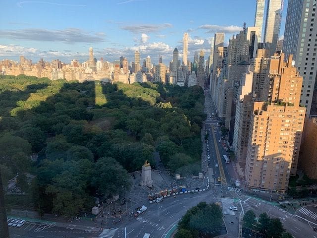 Aviary Columbus circle sunset view