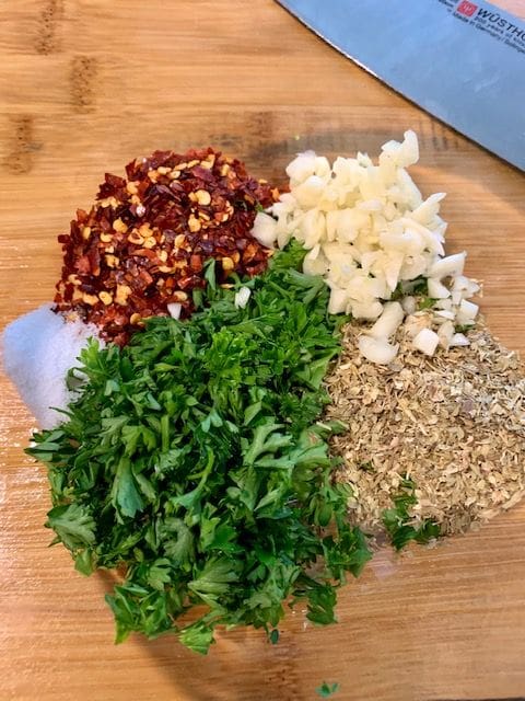 Chimi chopped ingredients