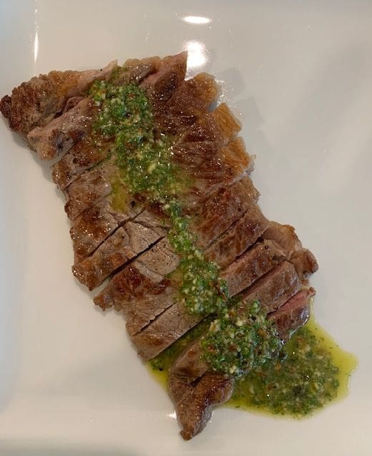 Strip steak with chimichurri sauce