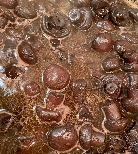 steakhouse mushrooms cooking down