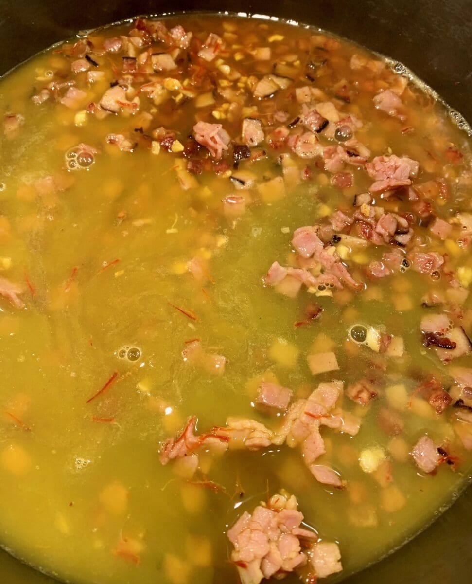 pancetta and chicken stock