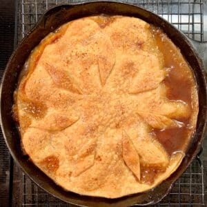 Peach cobbler baked