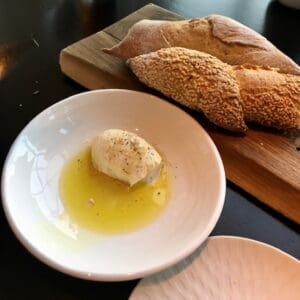 fresh bread whipped ricotta and olive oil