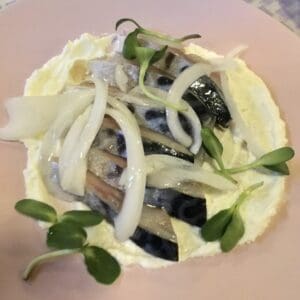 Norwegian Mackerel with tvorog and onion