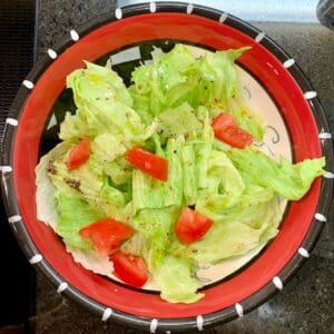 cajun vinaigrette dressing on a house salad