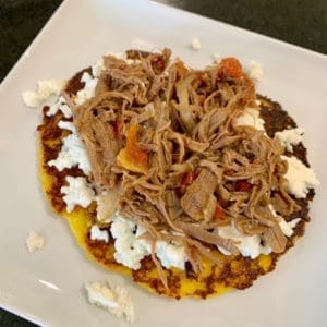 cachapas with carne mechada