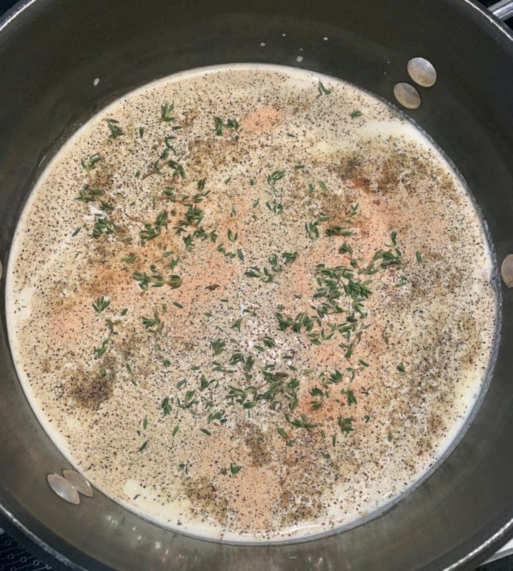 heavy cream and seasoning