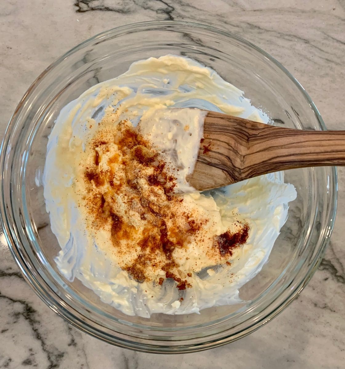 spices and cream cheese mix