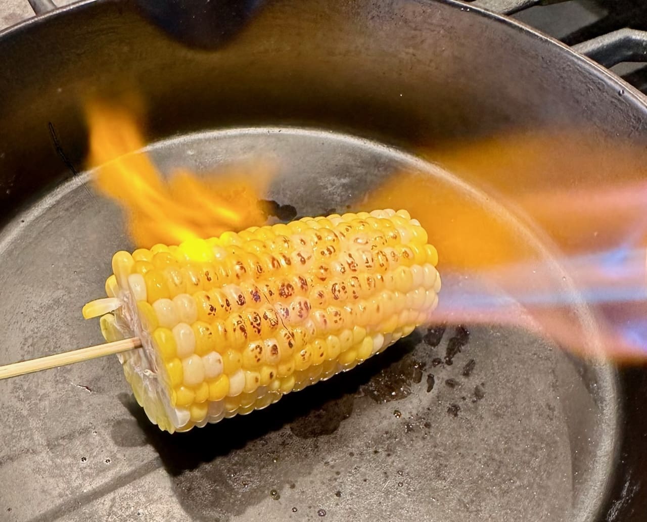 blackening the corn