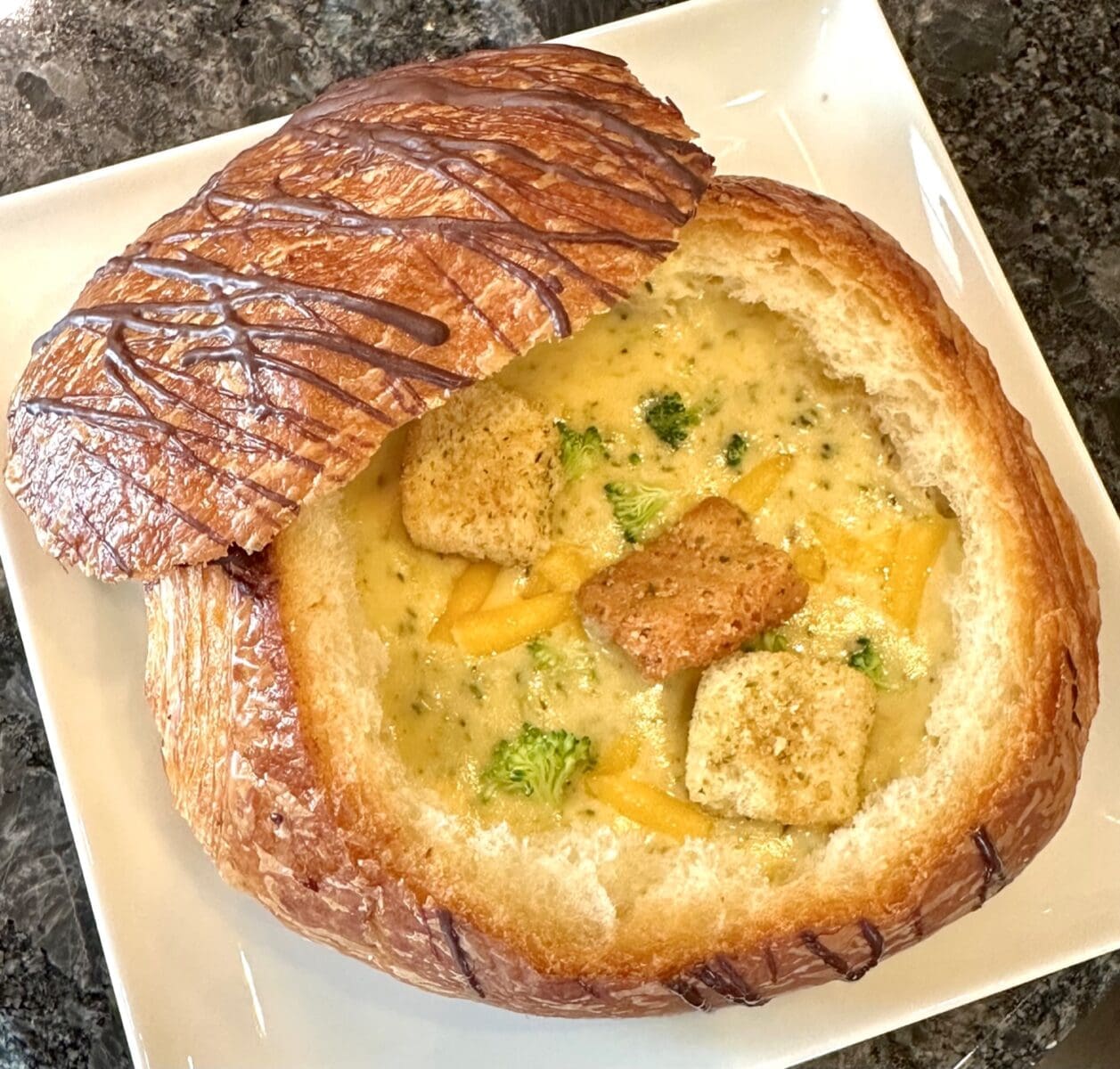 broccoli cheese soup in a bowl
