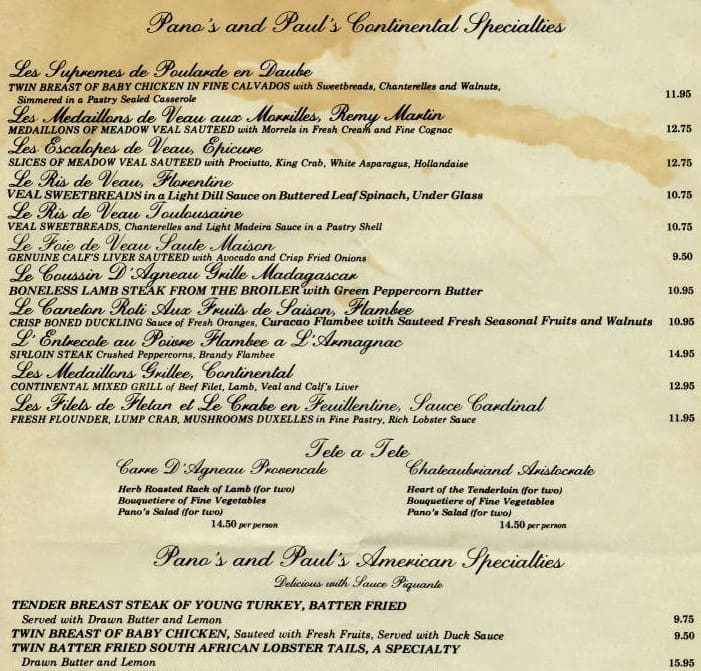 menu