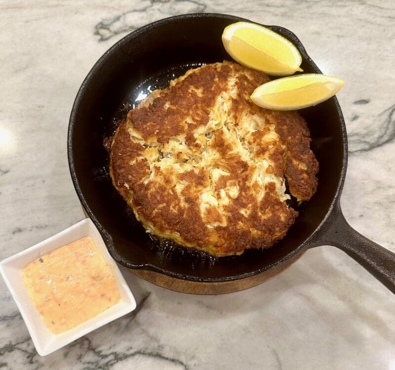 giant crab cake with lemon