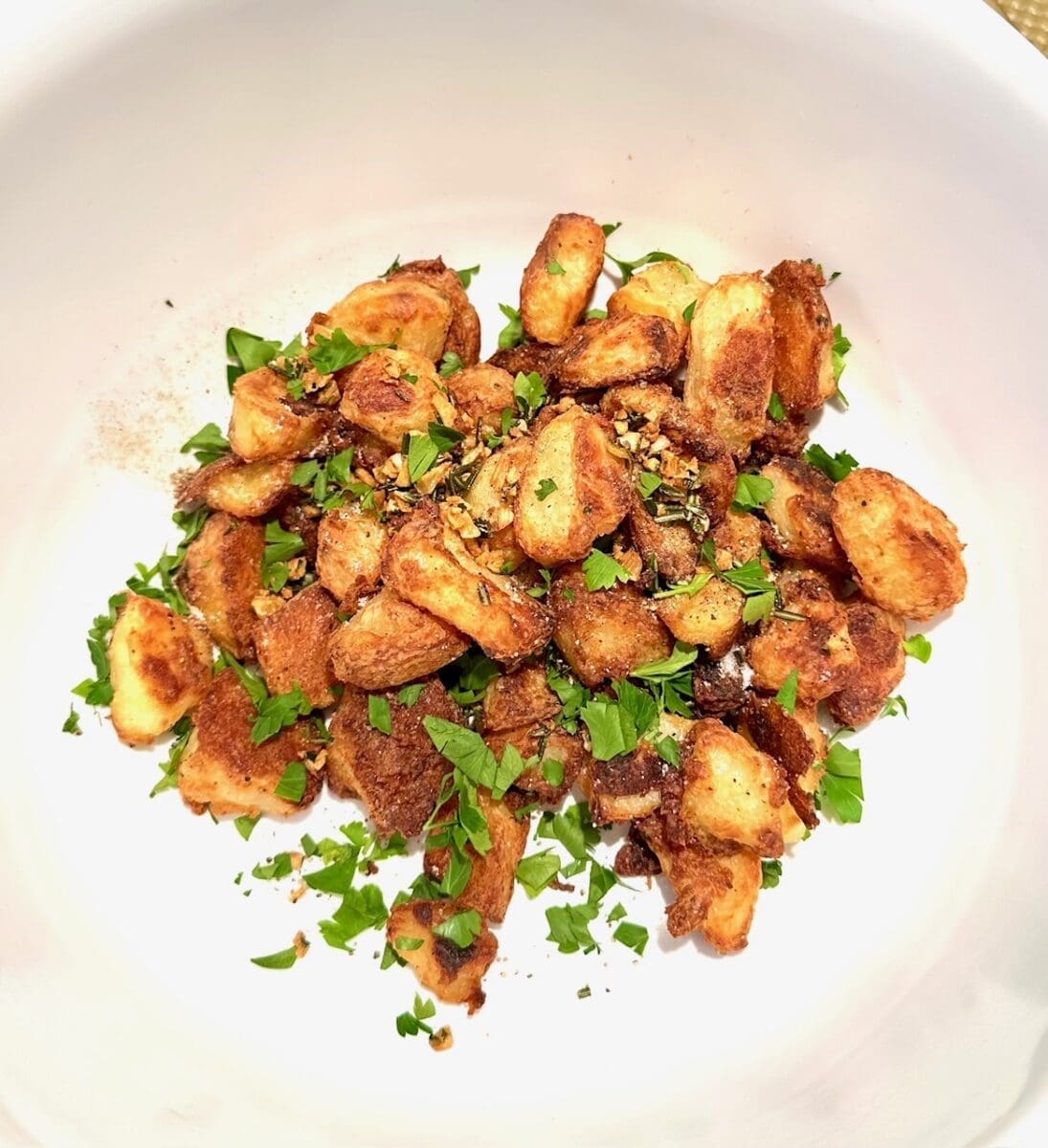 seasoning the crispy papas bravas