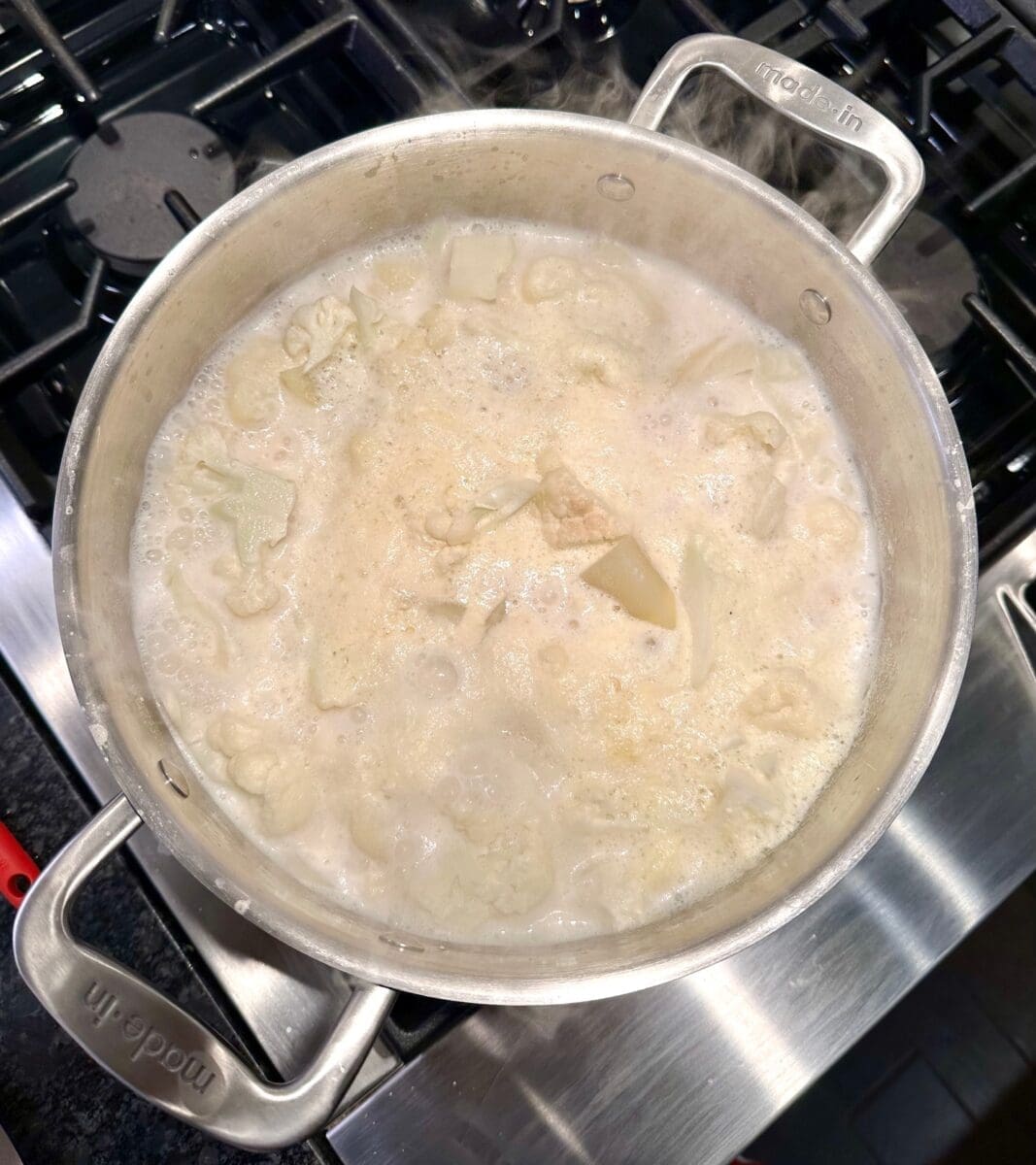 boiling the veggies