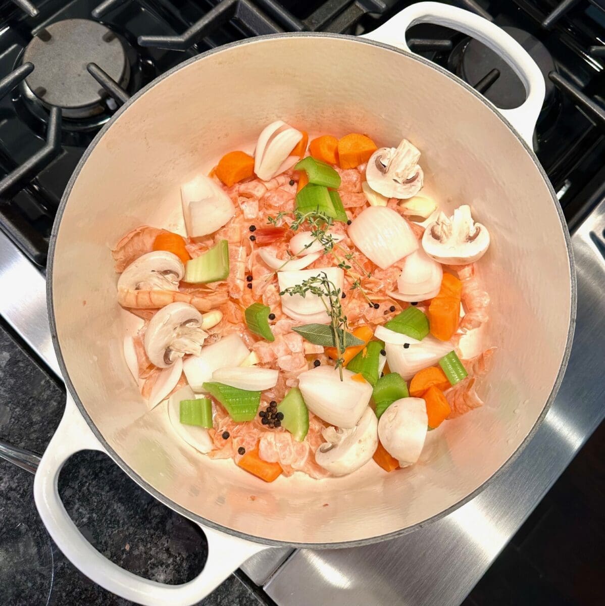 shrimp shells and veggies