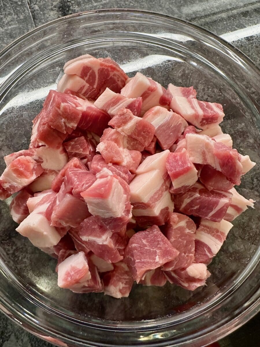 pork butt cut into bite size pieces