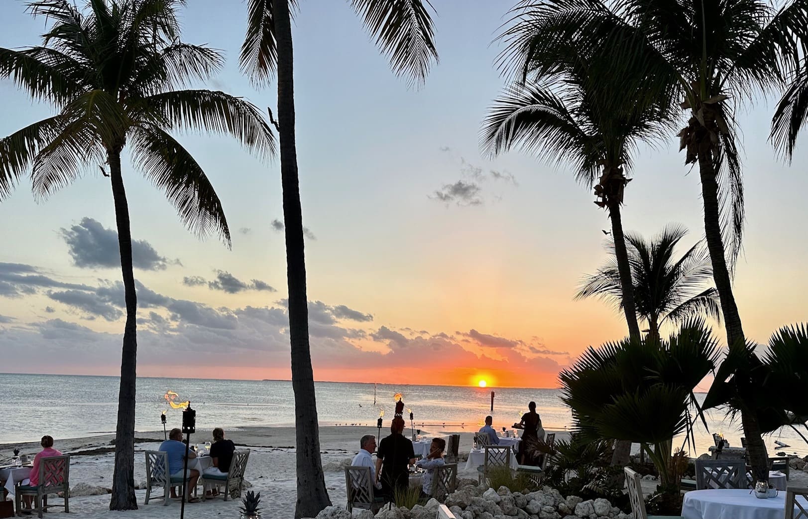 sunset the dining room at little palm island