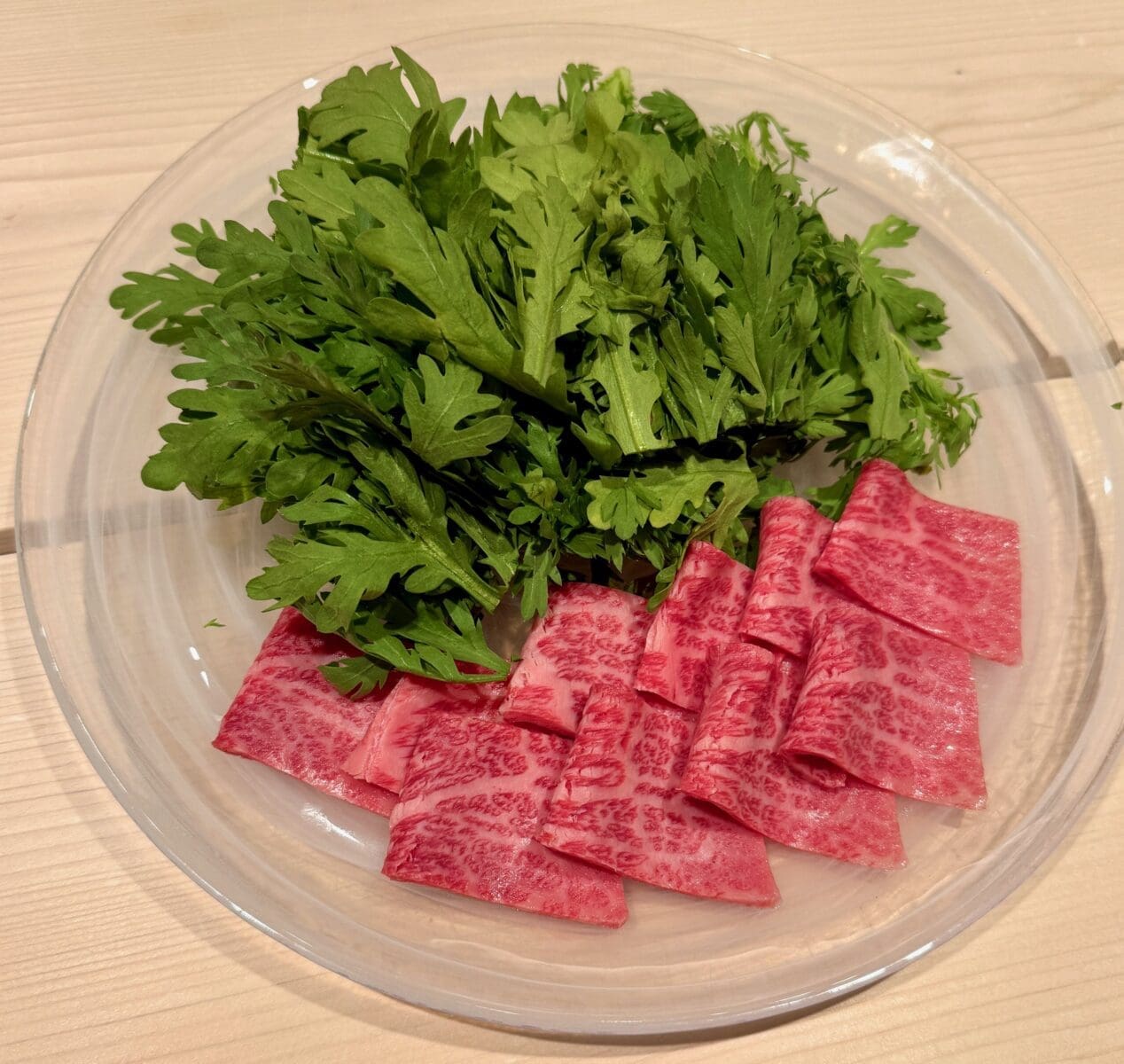 wagyu and shungiku