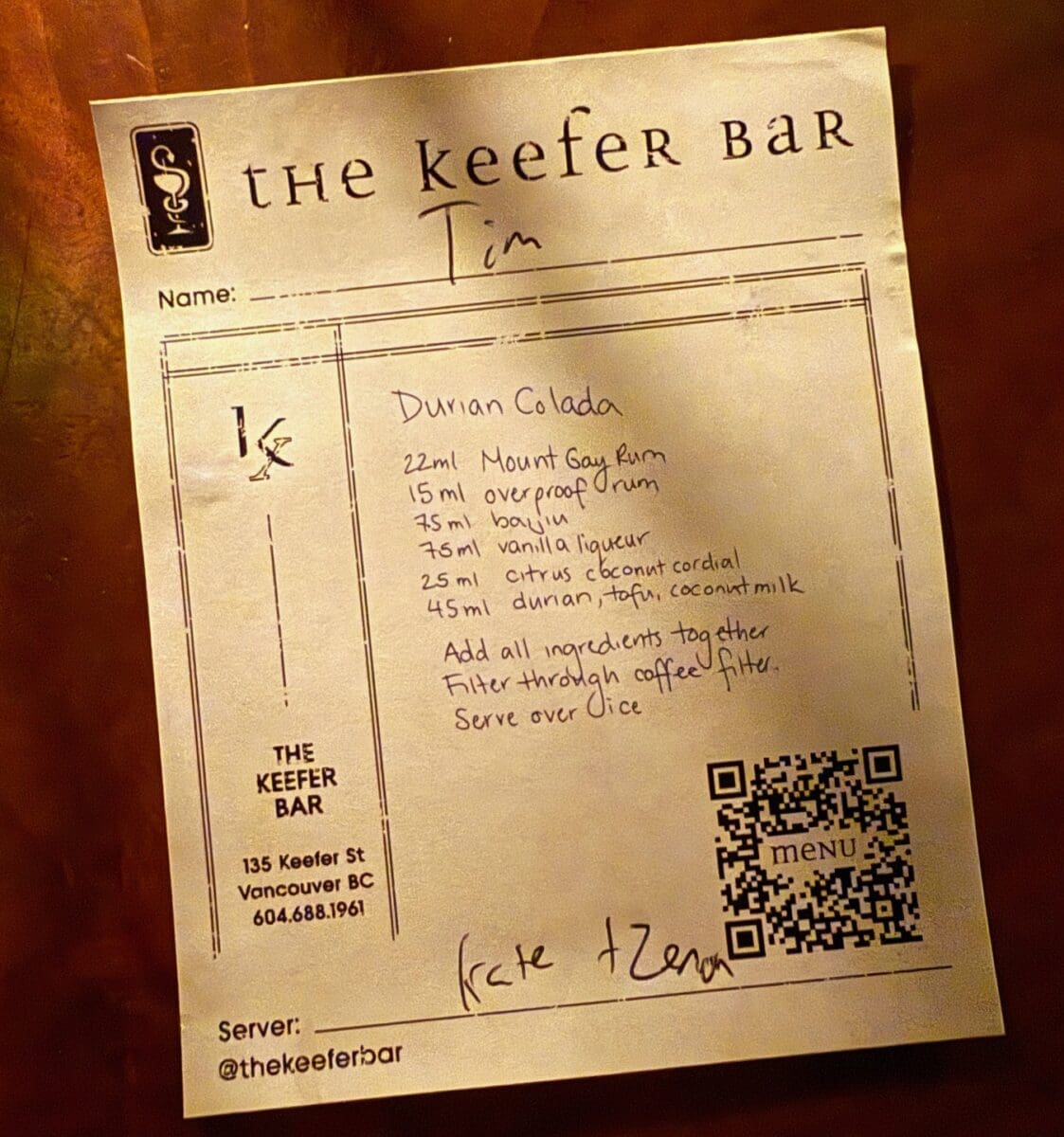 keefer bar prescription