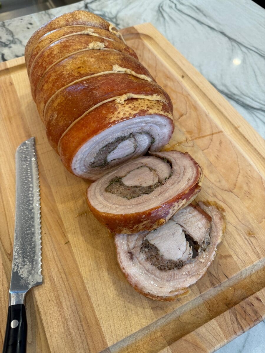 sliced suckling pig porchetta