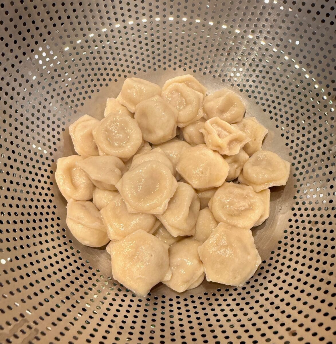 draining dumplings